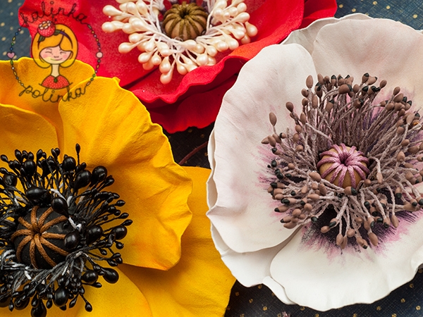 Мак и Хризантема - подробный мастер класс как сделать цветы из атласных лент