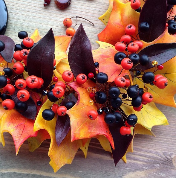 кленовые листья из полимерной глины