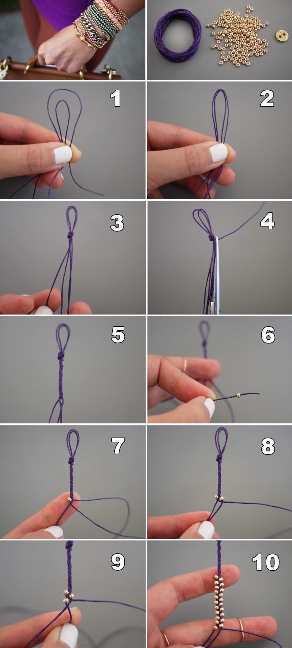 Украшение из шнура и бусин. Пошаговая инструкция