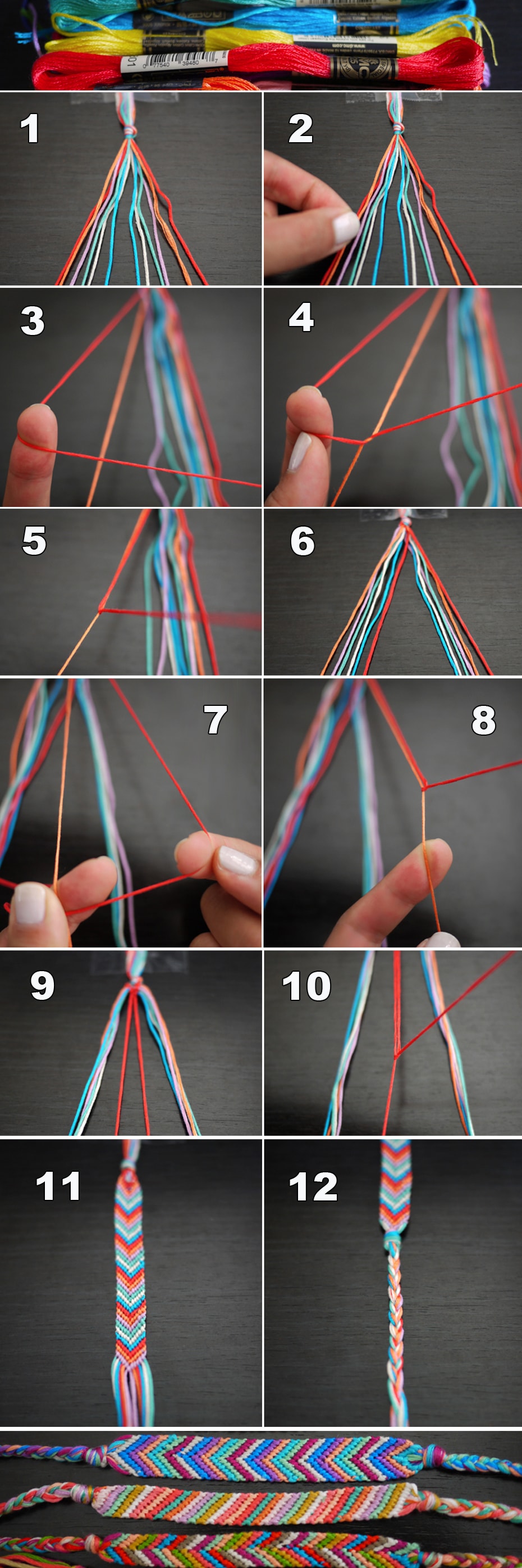 Пошаговая работа с нитками для вышивки