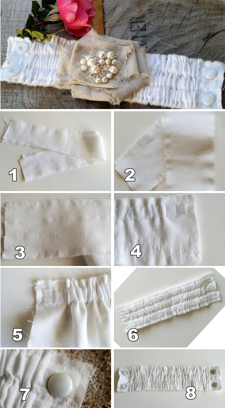 Шаги по сборке украшения с цветами из ткани