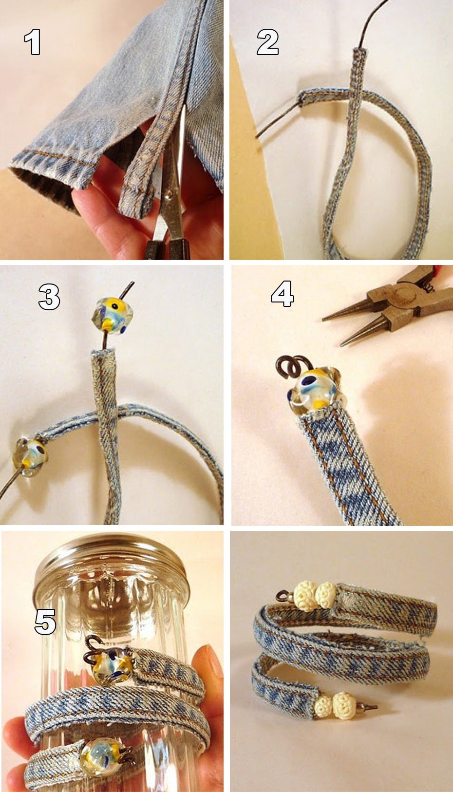 Браслет из старых джинсов