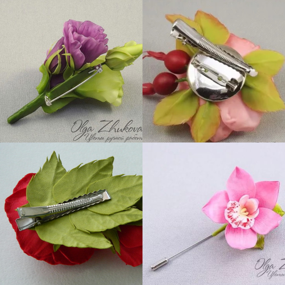 Броши с различными вариантами застежек