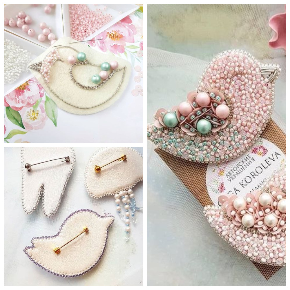 Брошка из бисера и бусин