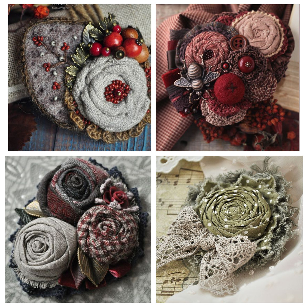 Примеры цветов, сделанных из хлопковых тканей