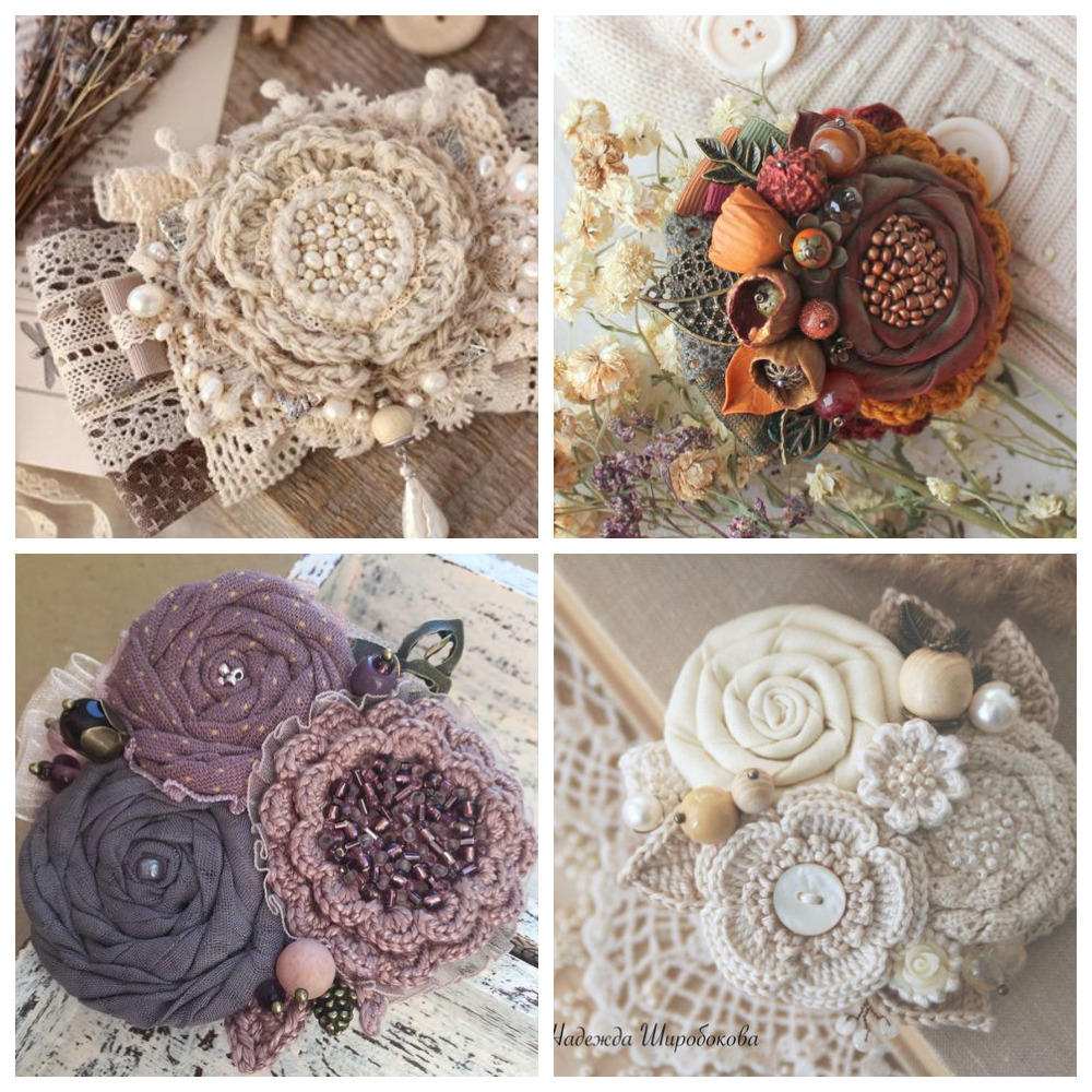 Примеры цветов с вязаными элементами
