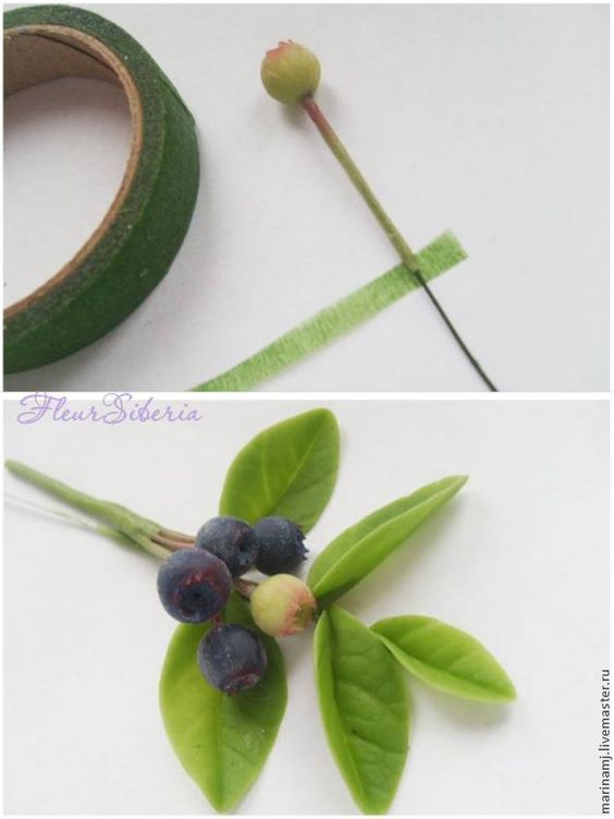 Веточка с плодами из полимерной глины