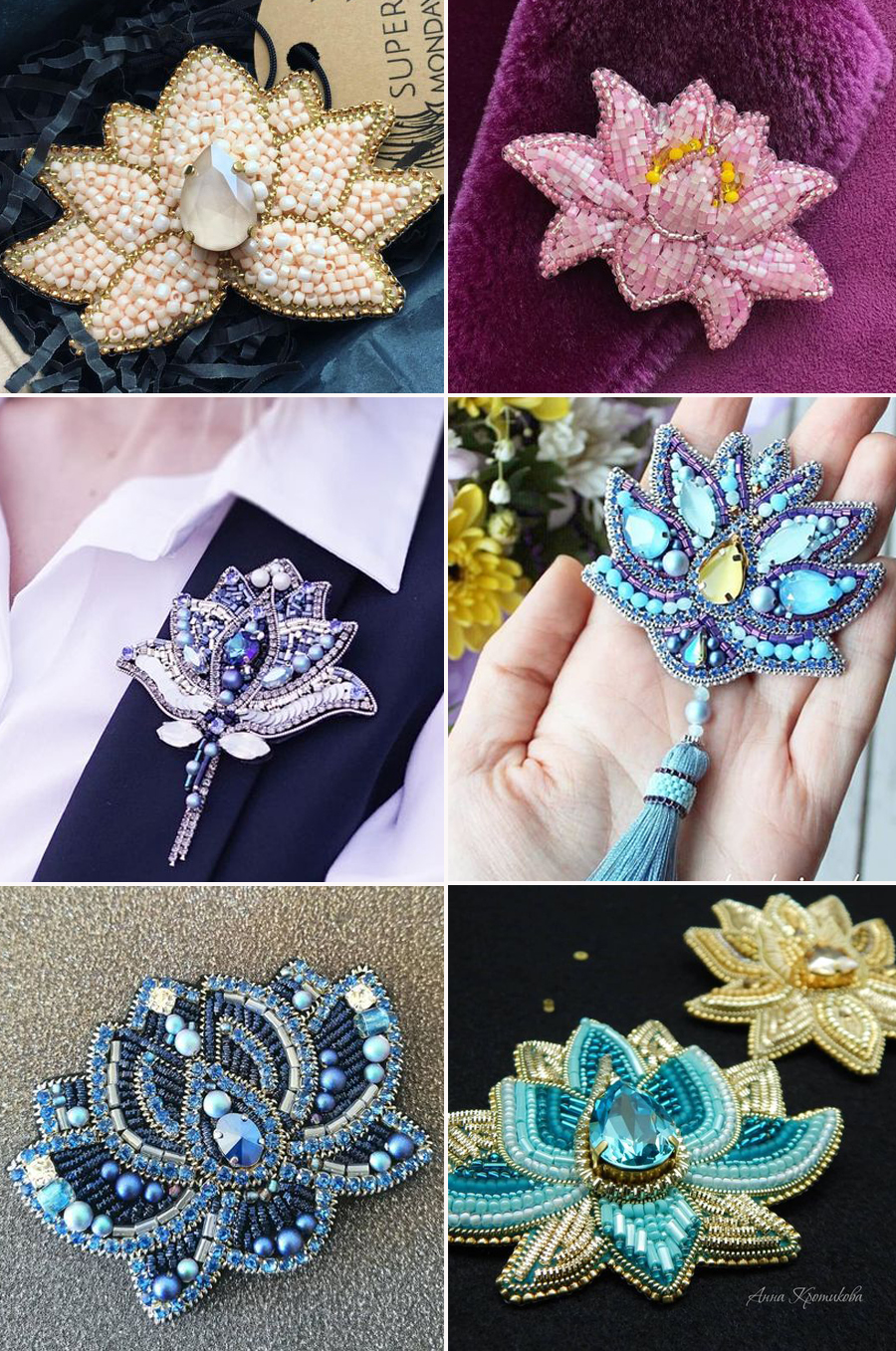 Brosh cvetok iz bisera
