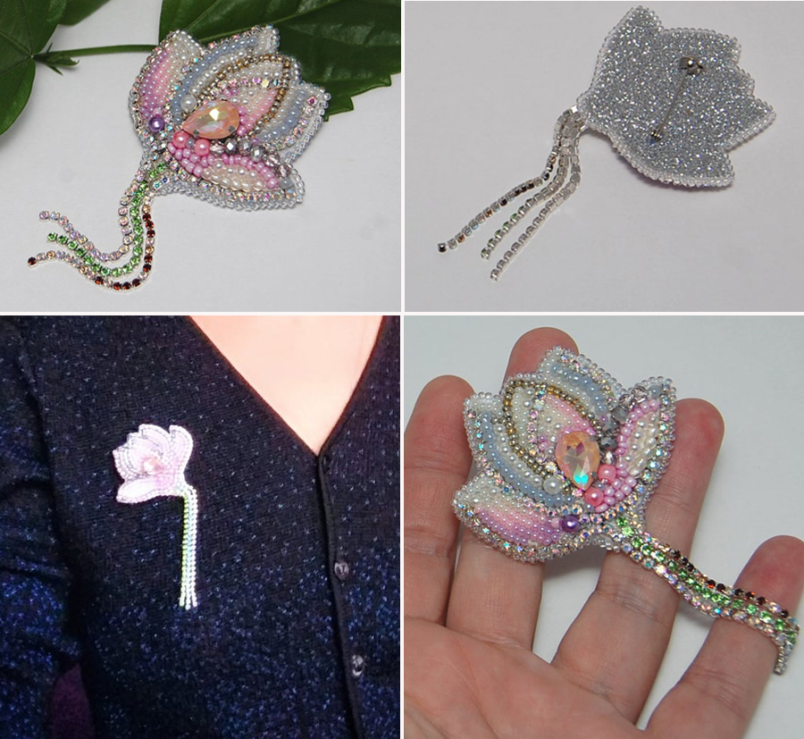 Brosh cvetok iz bisera