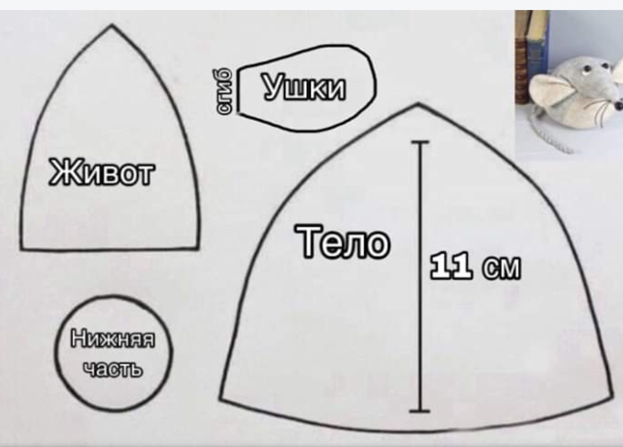 Выкройка мышки из ткани своими руками