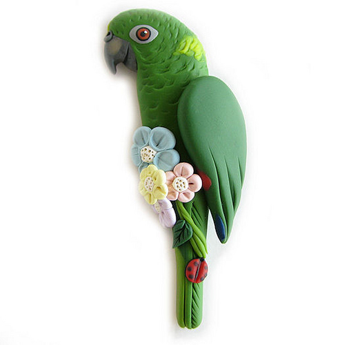 Попугай из полимерной глины