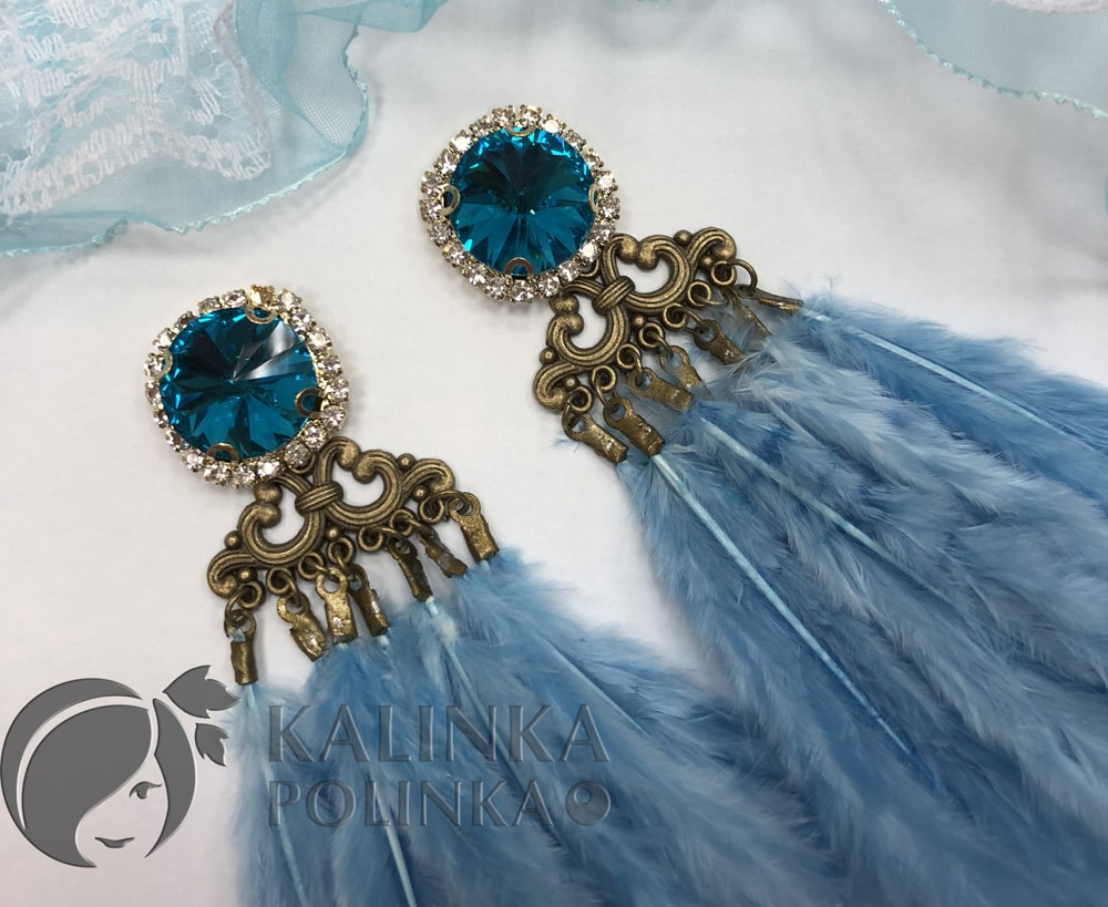 Серьги перья