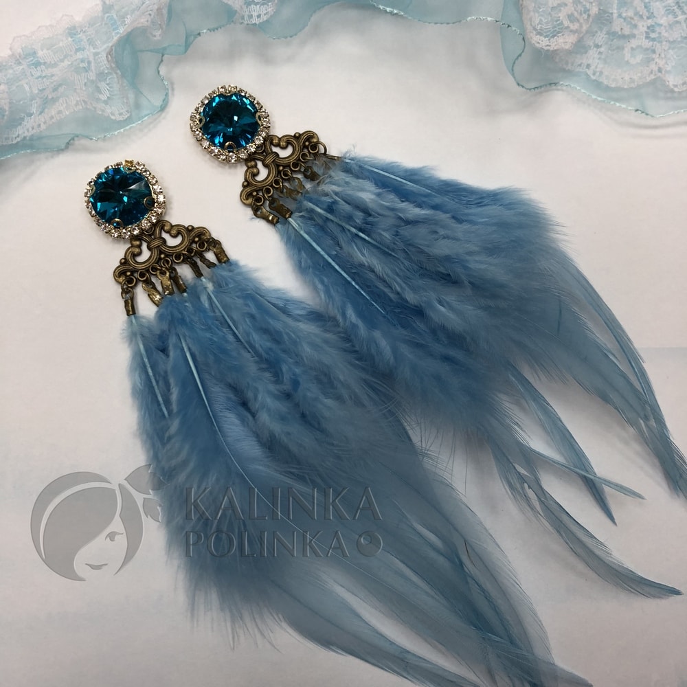 Серьги с перьями своими руками