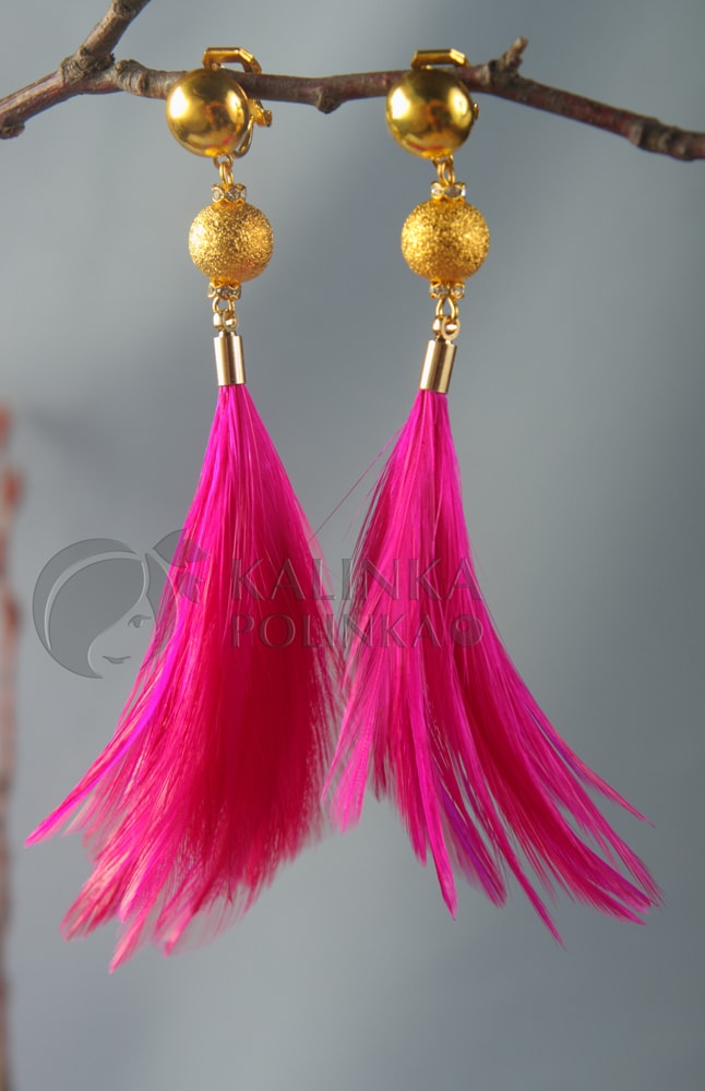 Длинные серьги перья