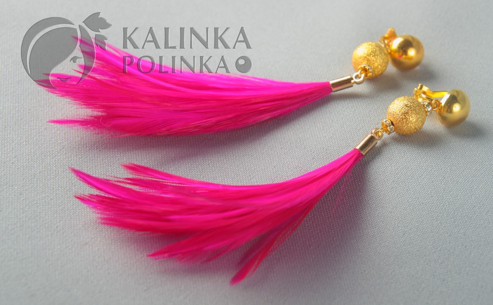 Серьги кисти из перьев