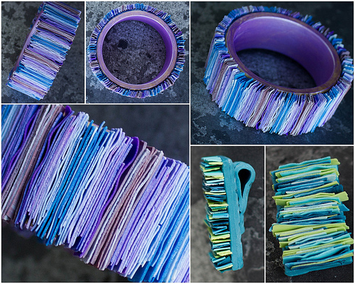 Браслет из полосок полимерной глины на пластиковой основе