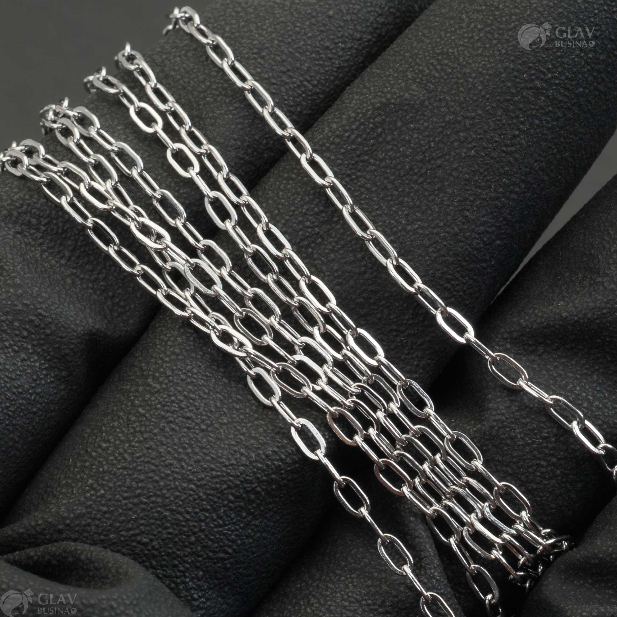 Цепочка из хирургической стали, якорное плетение, р-р 4х2х0.4мм, паяная, приплющенная.