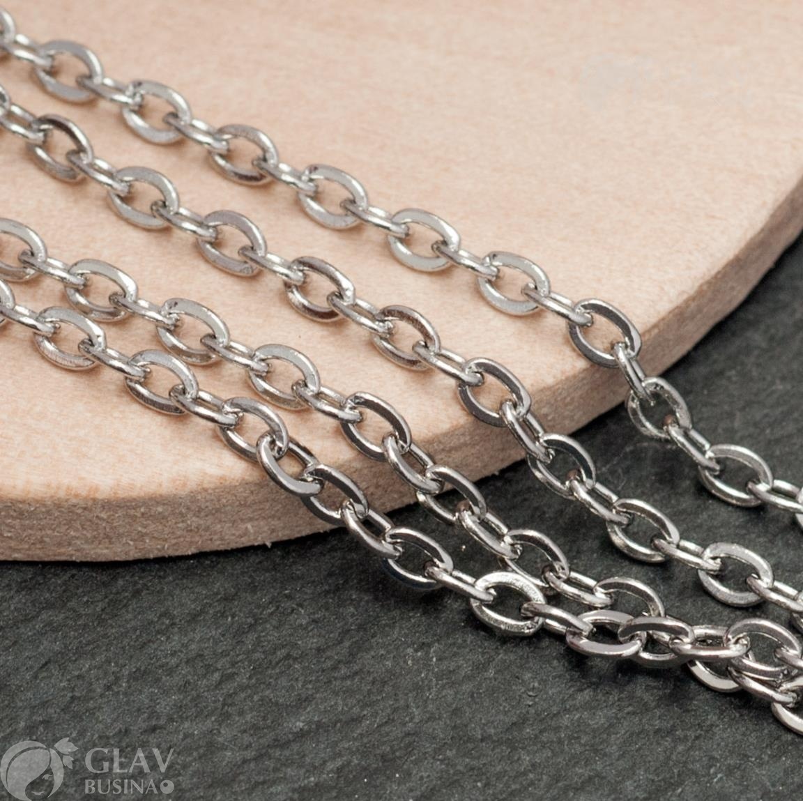 ОПТ (10 метров) Цепь из хирургической стали, паяная, якорное плетение, приплюснутая, р-р 2.8х2х0.5мм.