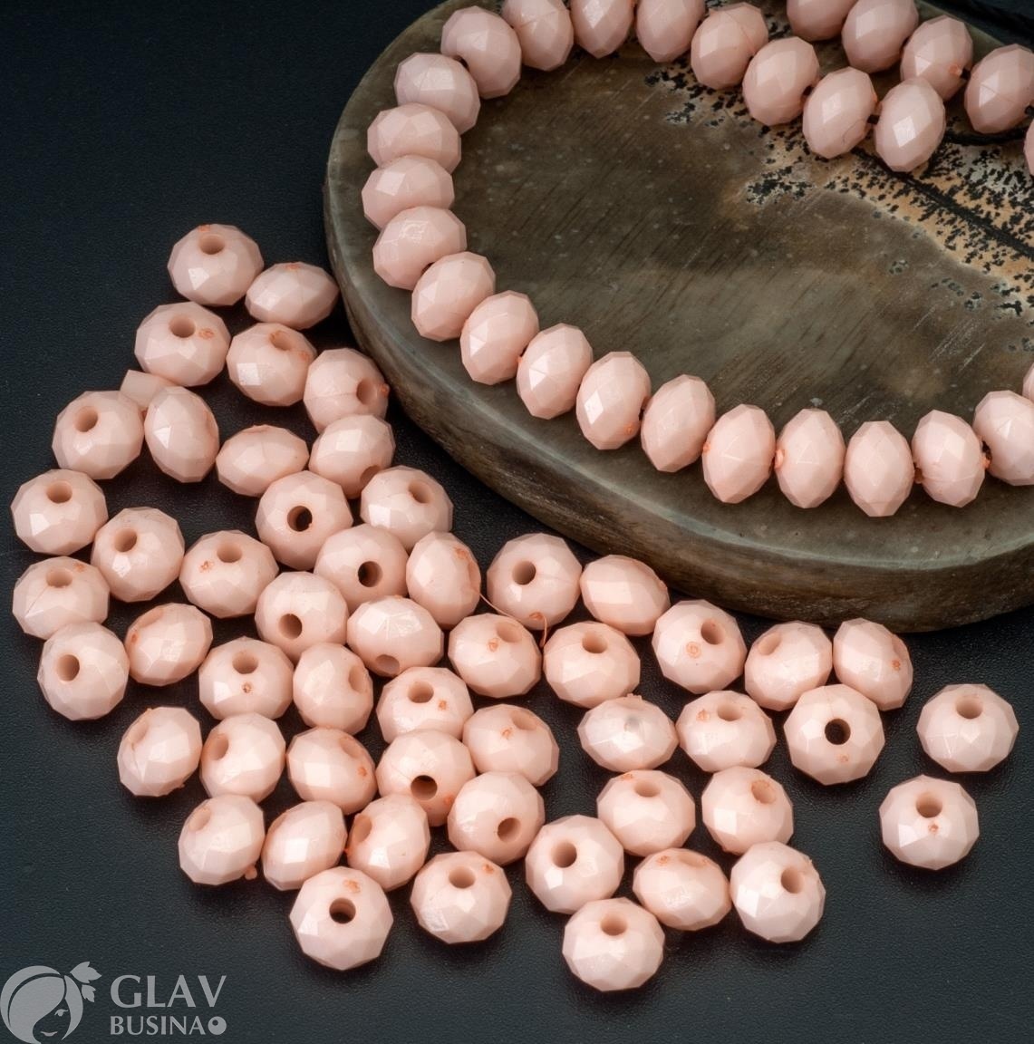 ОПТ (1000 бусин) Бусины граненые рондели, акриловые не прозрачные, цвет персиковый, 5х6мм, отв. 1мм.