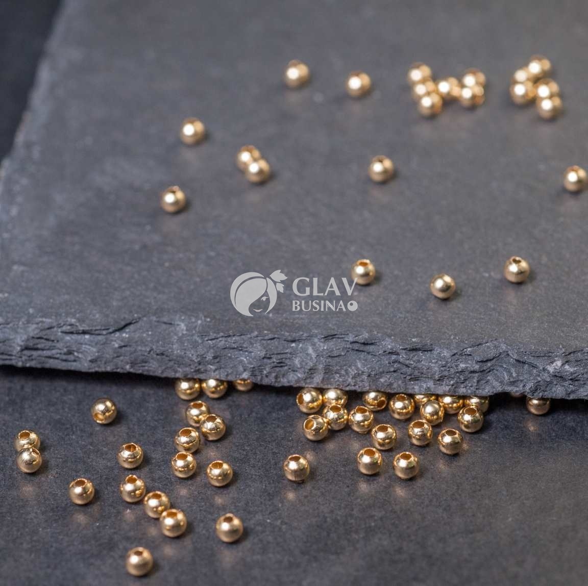 ОПТ (400 бусин) Полые бусины из хирургической стали, 3х2.6мм, отв. 1.2мм, цвет покрытия золото.