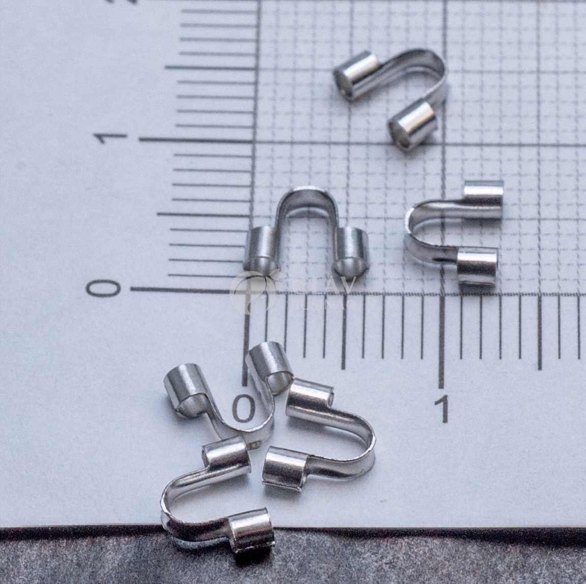 Протектор для ювелирного тросика 5х7х2мм, хирургическая сталь, отв1.5мм.