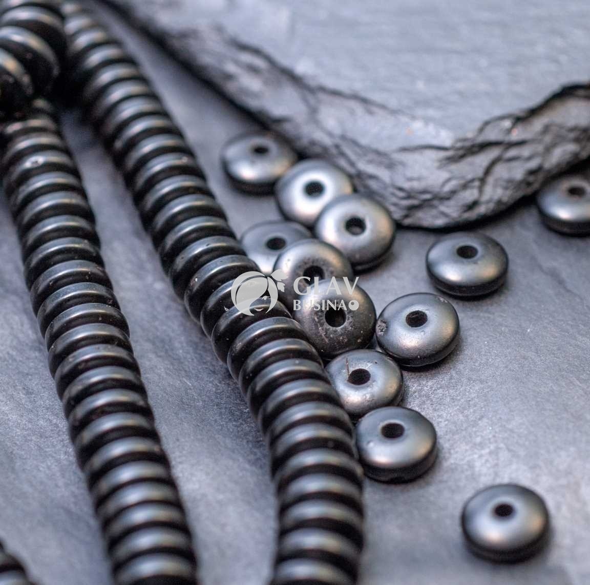 ОПТ (300 бусин) Бусины-хейши из оболочки кокосового ореха, р-р 7х3мм, отв-е 1,5мм, цвет черный.