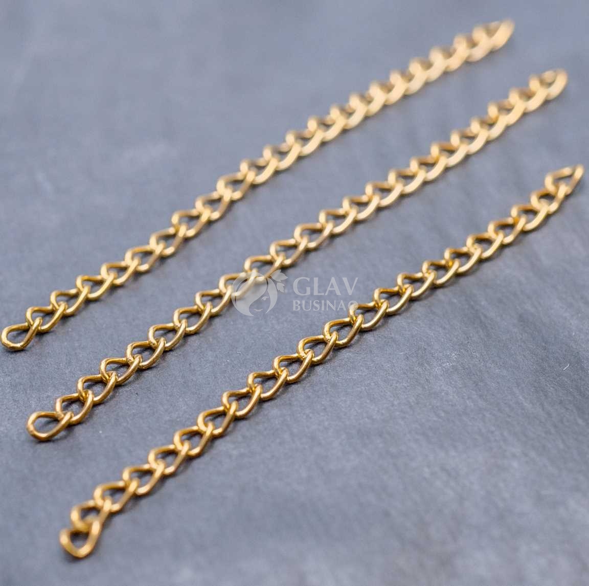 Стальная цепочка удлинительная твист, паяная,гальванизация золотом, длина 7см, р-р звена 4х3х0.6мм.