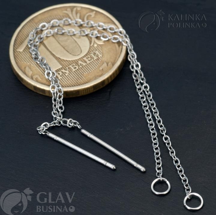 Швензы-протяжки из хирургической стали, цепочка паяная, р-р 85х0.7мм и штифт 15мм., колечко 4х0.5мм.