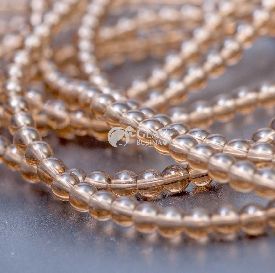 ОПТ (200 бусин) Бусины-шарики диам. 4 мм из прозрачного стекла, цвет раухтопаз, отв-е 1мм.