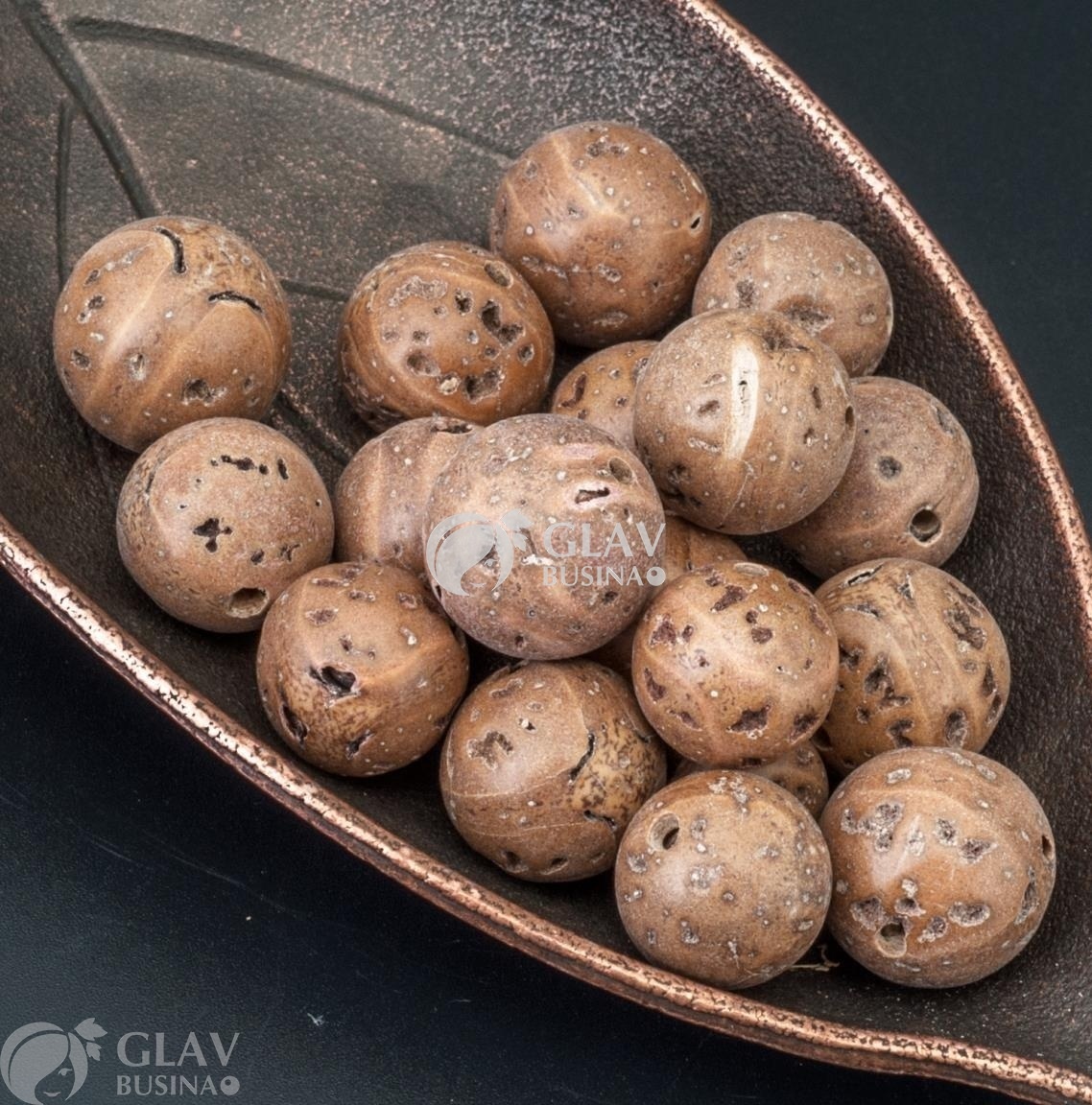 ОПТ (100 бусин) Бусины из ореха бодхи глаз дракона, цвет светло-коричневый с бежевым, без кокрытия, средний р-р 14мм, отв. 1,2мм.