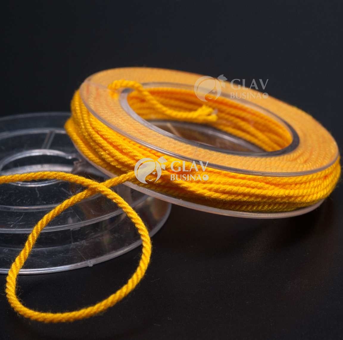 Полиэстровый шнур, текстура хлопка, 1мм, цвет желтый, катушка 5м.