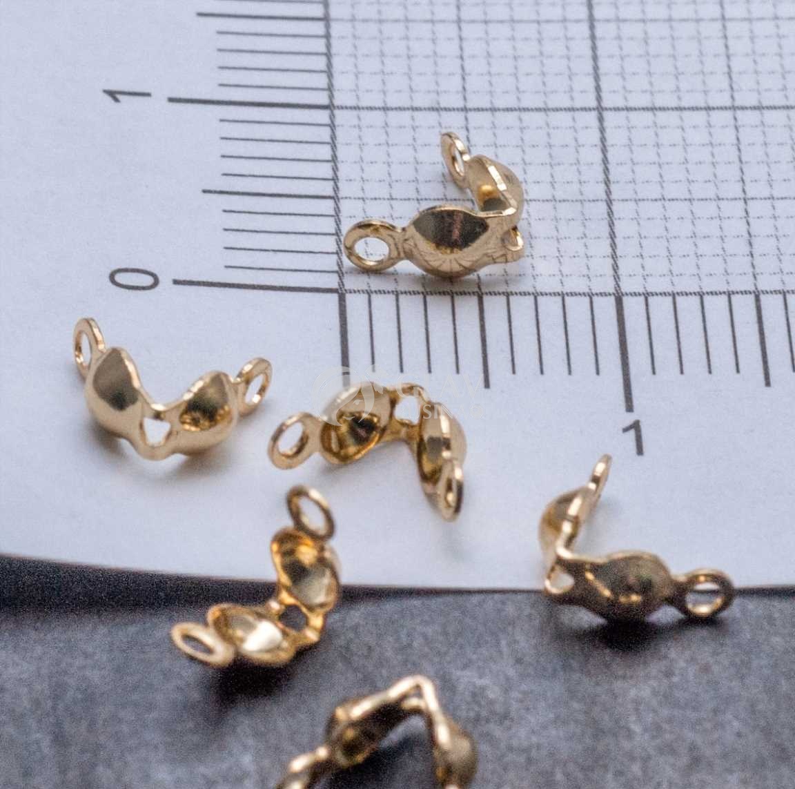 Скуфейки раскладушки из хирургической стали, натуральная позолота 18K,  р-р 6.5х3мм, отв-е 1мм.