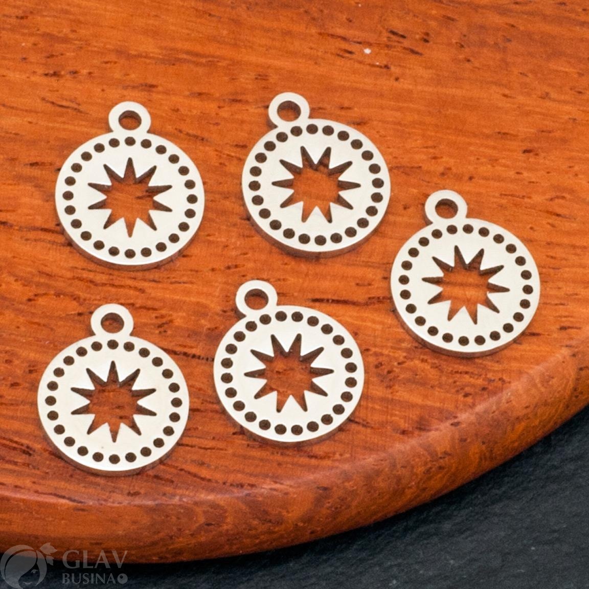 Полярная звезда, подвеска из хирургической стали, цвет платина, р-р 11,5х10х1мм, отв 1,5мм.