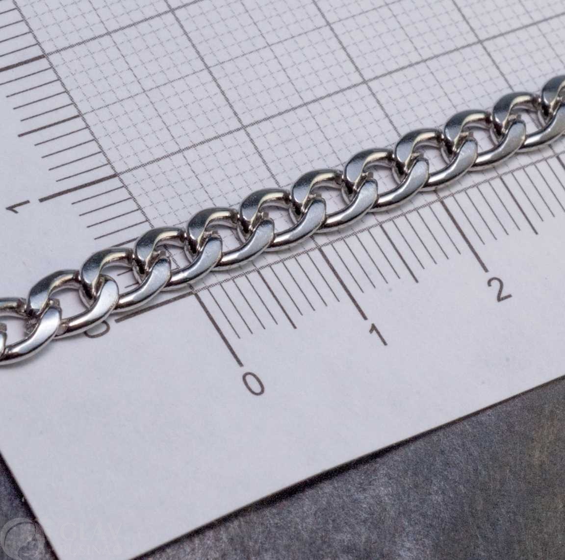 Цепочка твист плоский, 7х4.5х1мм, не паяная, нерж. сталь, цвет стальной, катушка 5 м.