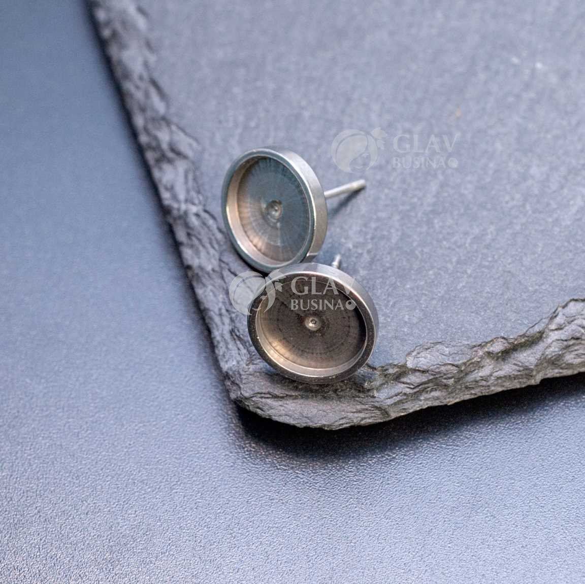 Пуссеты, сеттинг 10 мм с толстым бортиком, хирургическая сталь, цвет стальной.