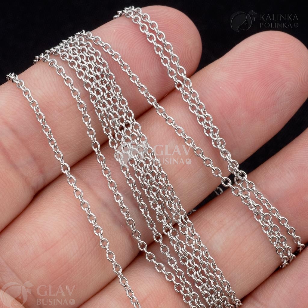 Цепь из хирургической стали паяная, якорное плетение, р-р 1.9х1.6х0.4мм.