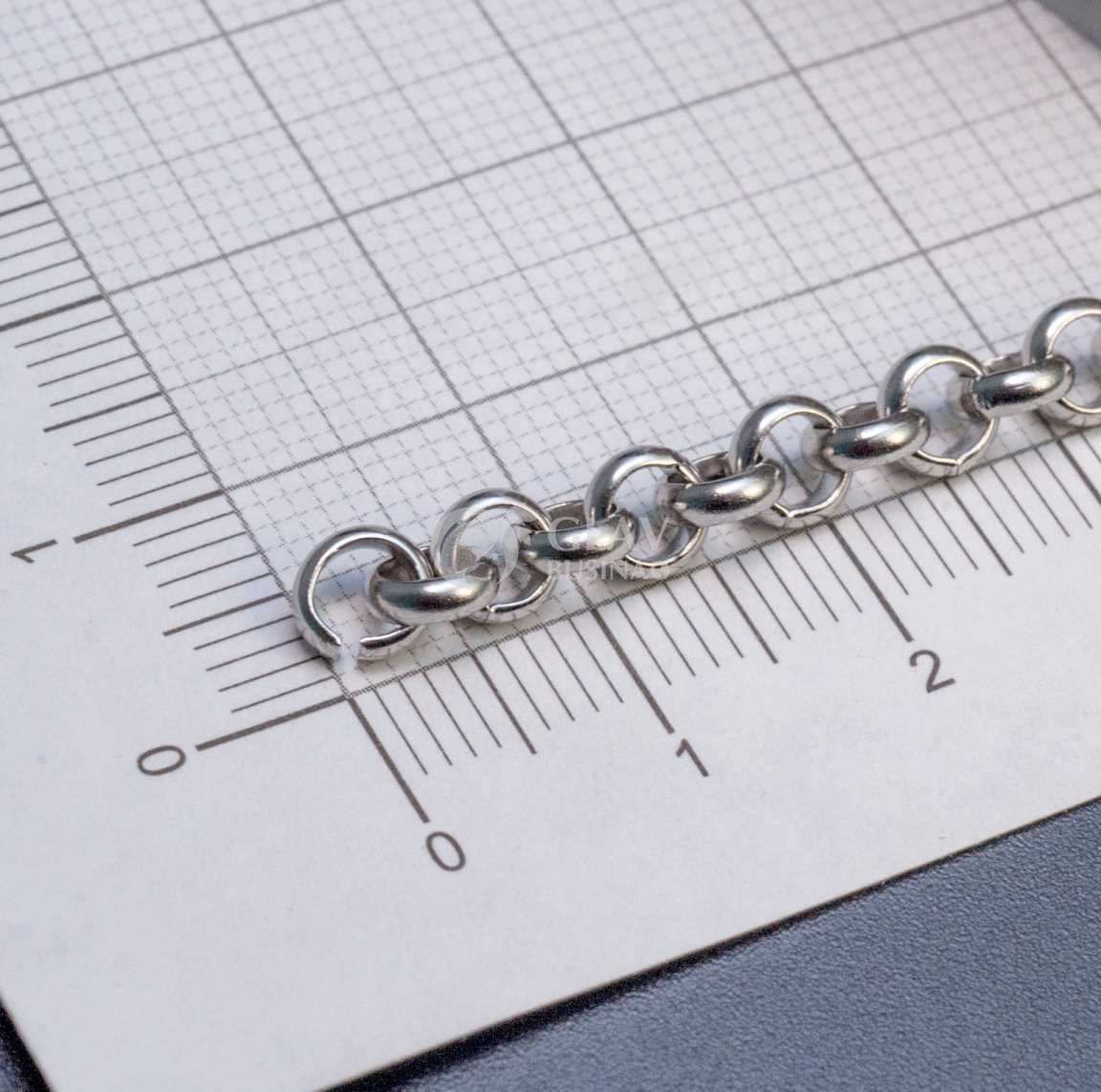 Цепочка круглая якорная, 5х5х1.7мм, не паяная, нерж. сталь, цвет стальной, катушка 3 м.