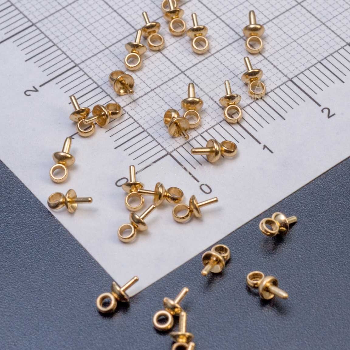 Держатели для кулонов штифтовые из хирургической стали, цвет покрытия золото, р-р 7х3х1мм, отв-е 1.5 мм.