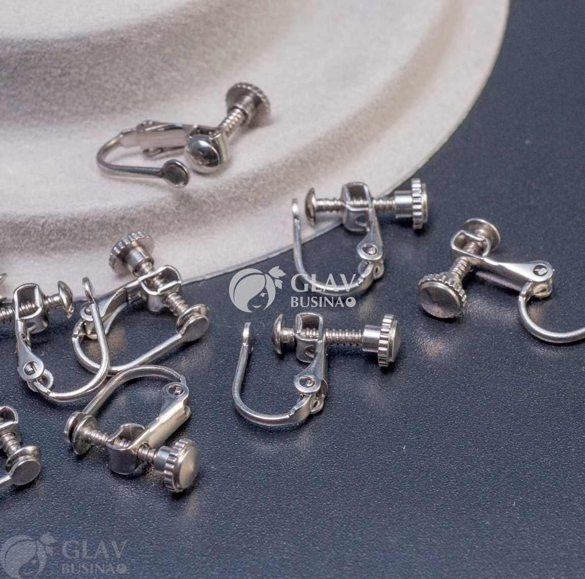 ОПТ (10 пар) Основы для клипс с винтовой регулировкой, хирургическая сталь, р-р 13х13х3мм.