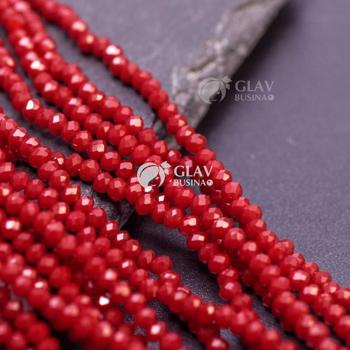 ОПТ (10 ниток) Бусины-рондели граненые стеклянные не прозрачные, р-р 2х2.7 мм, нитка 29 см/150 бус., цвет темный кармин.