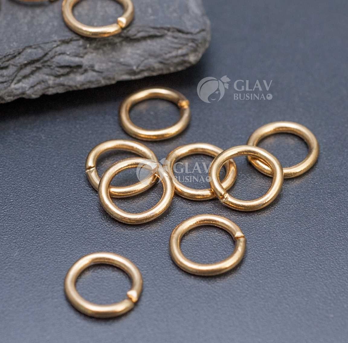 Колечки соединительные, закрытые из хирургической стали, р-р 8х1.2 мм, долговечное золотое покрытие.