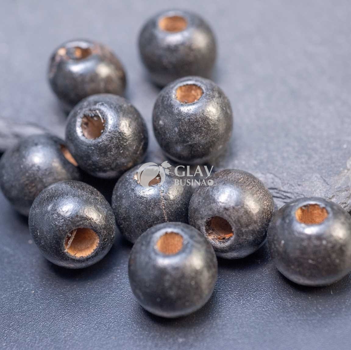 ОПТ (1000 бусин) Бусины деревянные, цвет антрацит, р-р 11х12мм, отв 4мм.