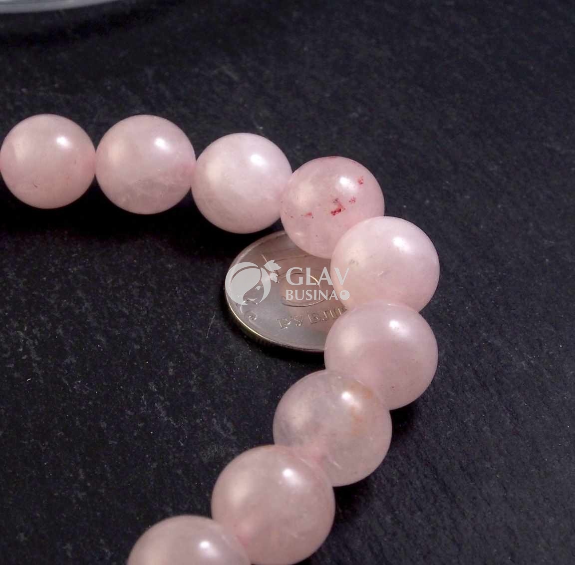 ОПТ (50 ниток) Нитка бусин бразильского розового кварца, диам. 14мм, отв-е 1.1мм, 37 см / 27 бус.