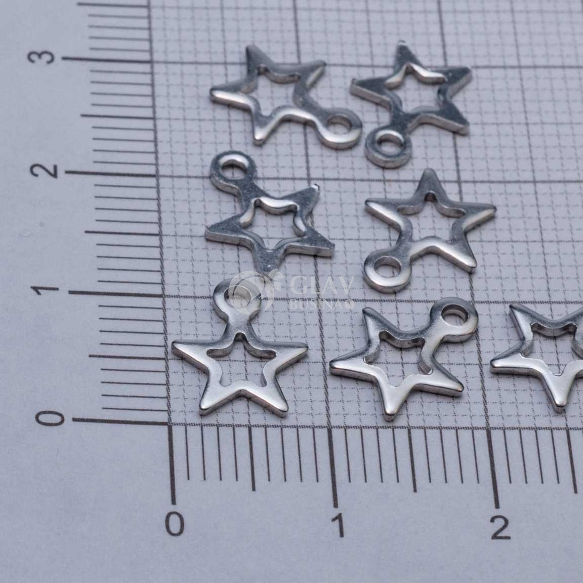 Контур звездочки, стальная подвеска, р-р 10х9х1 мм, отв-е 1.2 мм.