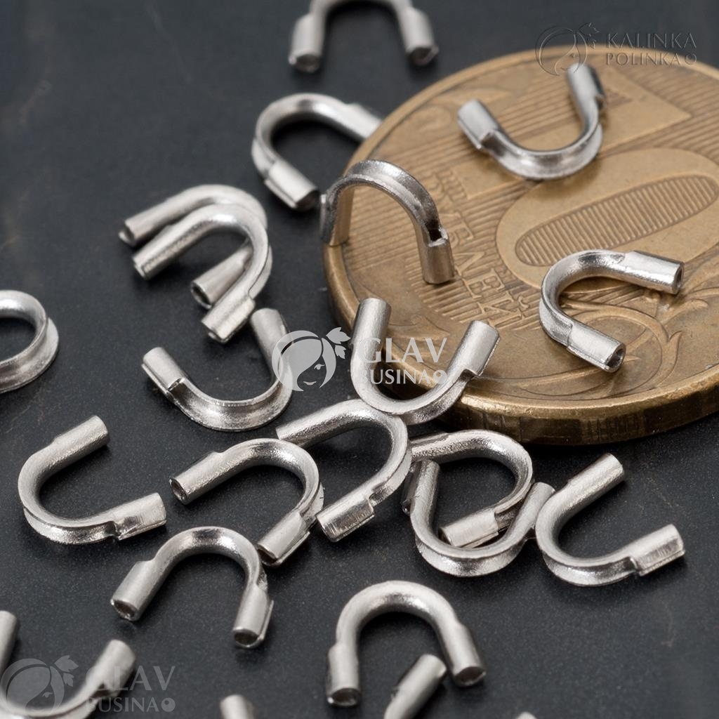 ОПТ (100 шт) Протектор из хирургической стали для защиты ювелирного тросика толщиной до 0.7мм.