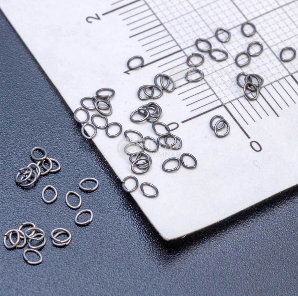 Колечки соединительные, стальньные, цвет темный металл, р-р 2.5х2х0.3 мм.