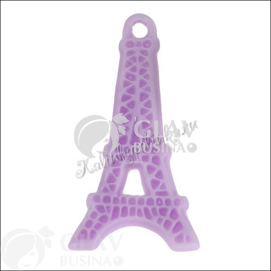 ОПТ (10 упак) Кабошон акриловый в виде Эйфелевой башни, цвет сиреневый, 41х22х5мм, в упаковке 2шт.