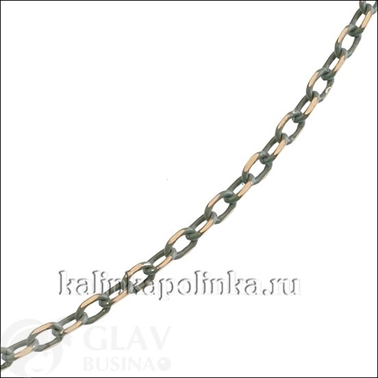 Латунная цепочка с паяными звеньями, якорное плетение, гранёная, с серым покрытием, р-р 3.5х2х0.5мм, цена за 1 метр.
