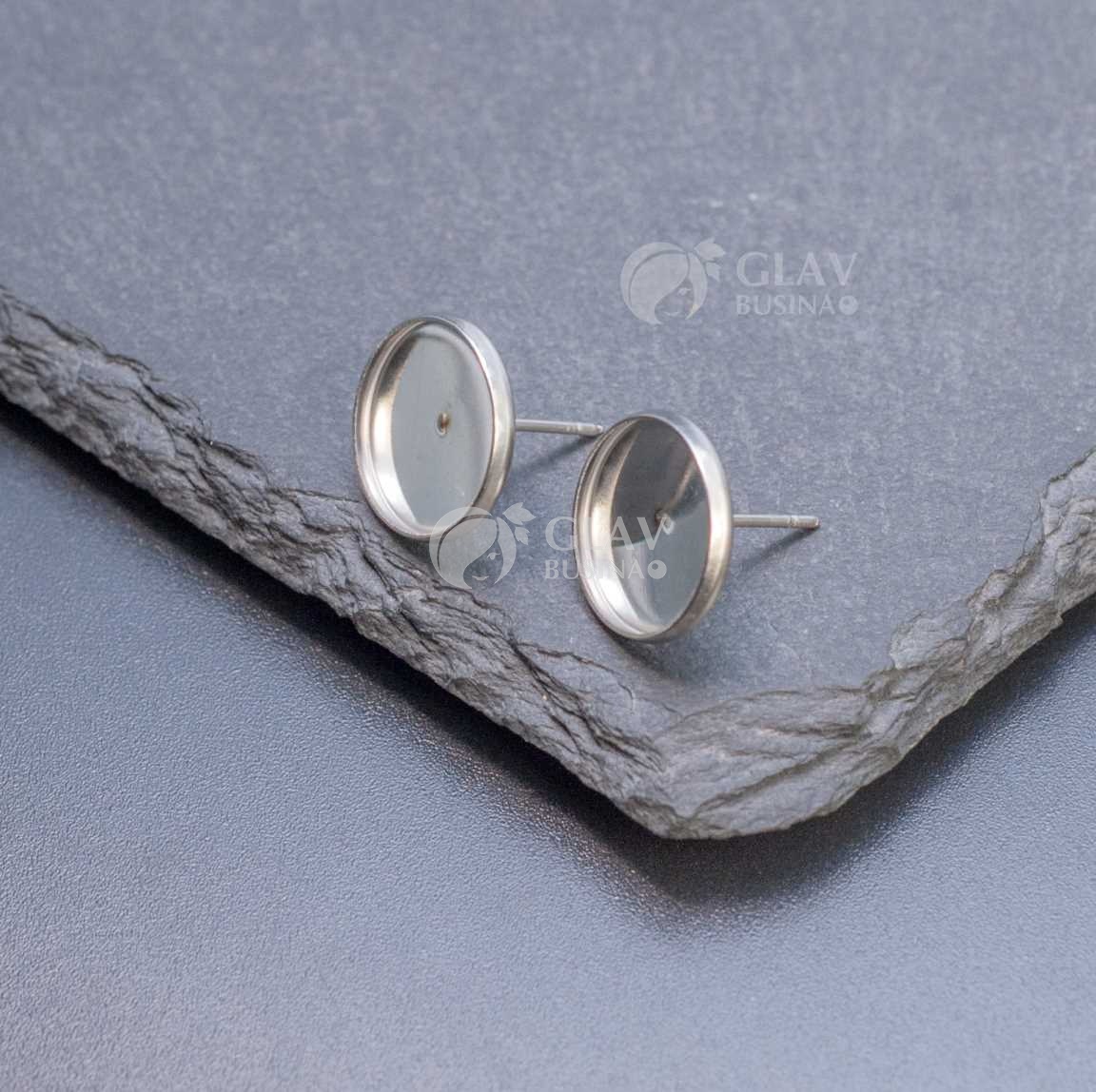 Пуссеты сеттинг 12 мм с бортиком, нержавеющая сталь.