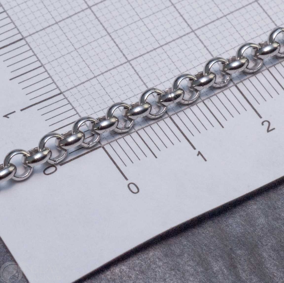 Цепочка круглая якорная, 4х4х1.5мм, не паяная, нерж. сталь, цвет стальной, катушка 5 м.